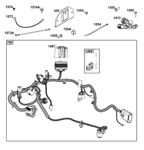 Controls Group Diagram and Parts List for 49X977-0005-J1 400000 - 699999 Briggs and Stratton Engine